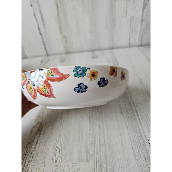 Pier 1 flower Bohemian serving a bowl platter salad ironstone spring - Picture 2 of 7